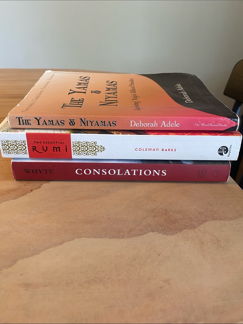 Rumi, consolations and The Yamas & Niyamas poetry and inspirational books